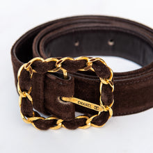  Chanel Chainlink Buckle Brown Suede Belt