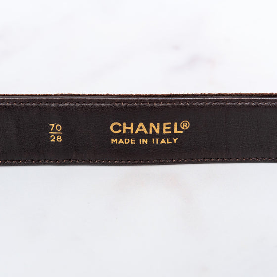 Chanel Chainlink Buckle Brown Suede Belt