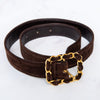 Chanel Chainlink Buckle Brown Suede Belt