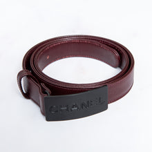  Chanel Burgundy Leather Logo Buckle Belt