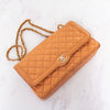 Chanel Quilted Large Two Tone Flap Bag in Orange Brown  Caviar Leather