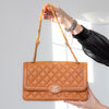 Chanel Quilted Large Two Tone Flap Bag in Orange Brown  Caviar Leather