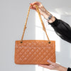 Chanel Quilted Large Two Tone Flap Bag in Orange Brown  Caviar Leather