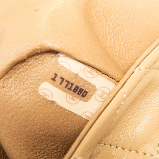 Chanel Vintage Square Beige Leather Flap Bag
