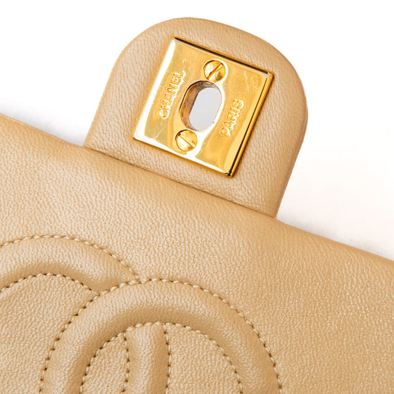Chanel Vintage Square Beige Leather Flap Bag