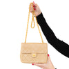Chanel Vintage Square Beige Leather Flap Bag