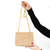 Chanel Vintage Square Beige Leather Flap Bag