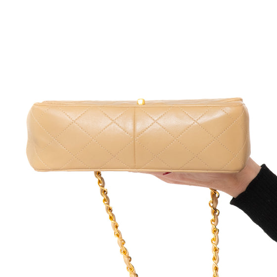 Chanel Vintage Square Beige Leather Flap Bag