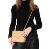 Chanel Vintage Square Beige Leather Flap Bag