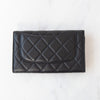Chanel Navy Classic Quilted Long Foldout Leather Flap Wallet