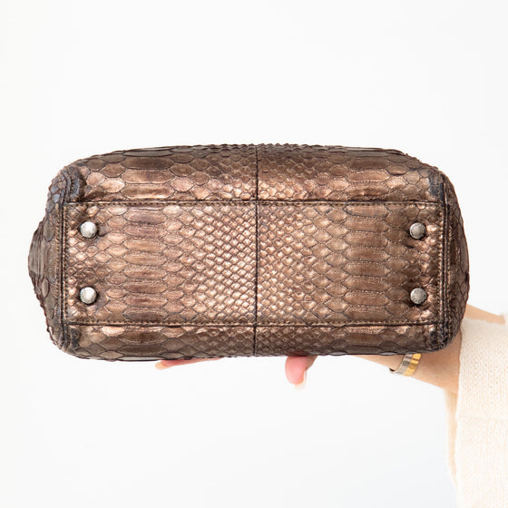 Chanel Vintage Bronze Python Executive Cerf Tote Bag