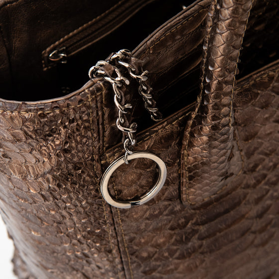 Chanel Vintage Bronze Python Executive Cerf Tote Bag
