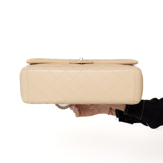Chanel Cream Caviar Leather Jumbo Classic Double  Flap Bag