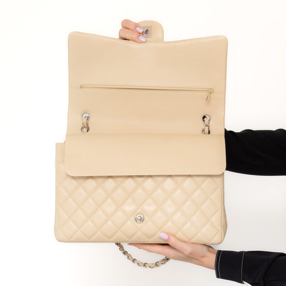 Chanel Cream Caviar Leather Jumbo Classic Double  Flap Bag
