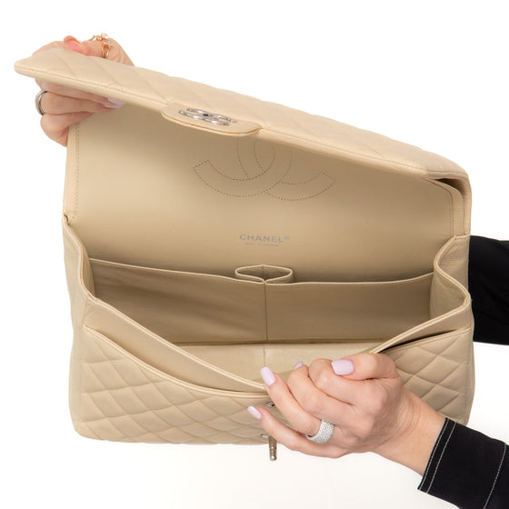 Chanel Cream Caviar Leather Jumbo Classic Double  Flap Bag