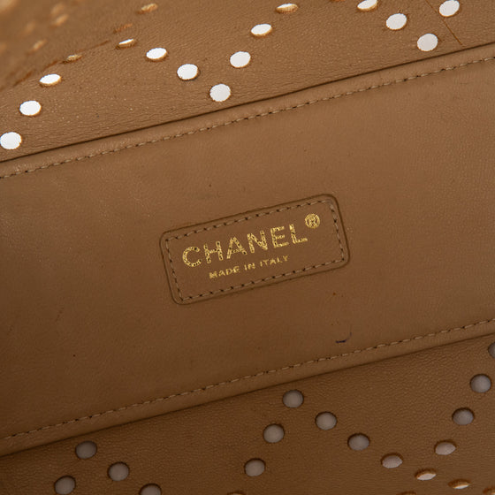 Chanel Beige Caviar Perforated Bekko Chain Tote Bag