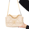 Chanel 19 Medium Large Beige Lambskin Leather Flap Bag