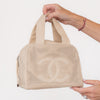 Chanel Vintage Cream Caviar Leather Small Perforated CC Bowling Bag