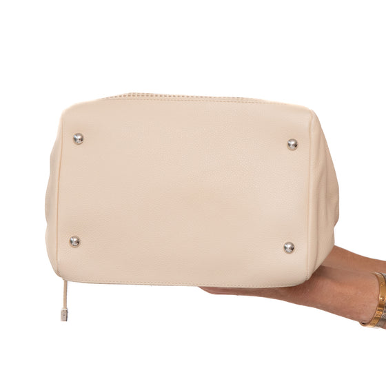 Chanel Vintage Cream Caviar Leather Small Perforated CC Bowling Bag