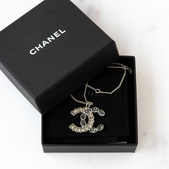 Chanel Rhinestone Crystal CC Pendant Necklace