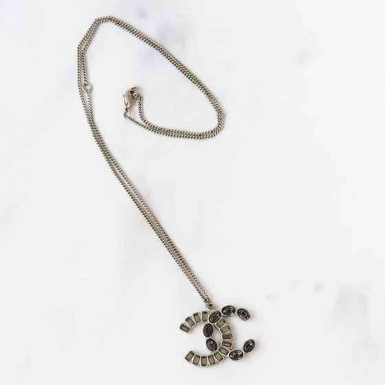 Chanel Rhinestone Crystal CC Pendant Necklace