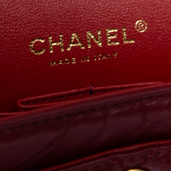 Chanel Burgundy Aged Calfskin Chevron Quilted 2.55 Reissue Mini Flap Bag