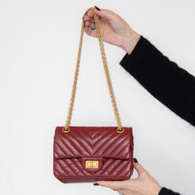  Chanel Burgundy Aged Calfskin Chevron Quilted 2.55 Reissue Mini Flap Bag