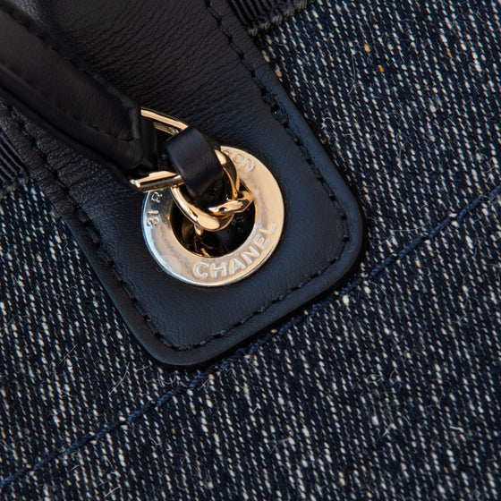 Chanel Deauville Denim And Tweed Shopping Tote Bag