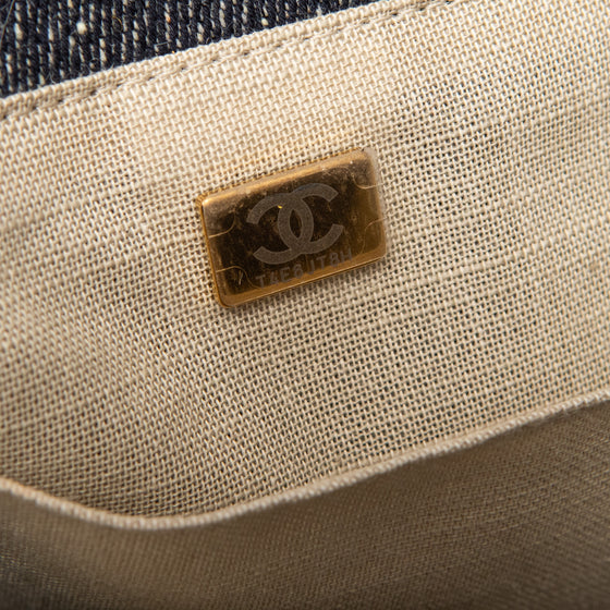 Chanel Deauville Denim And Tweed Shopping Tote Bag