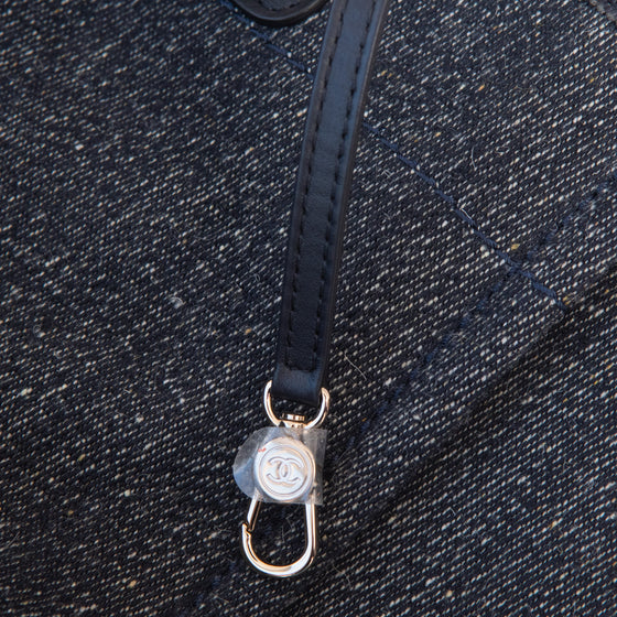 Chanel Deauville Denim And Tweed Shopping Tote Bag