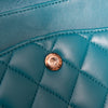 Chanel Classic Quilted Medium Double Flap Teal Lambskin Leather Bag