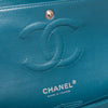 Chanel Classic Quilted Medium Double Flap Teal Lambskin Leather Bag