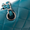 Chanel Classic Quilted Medium Double Flap Teal Lambskin Leather Bag