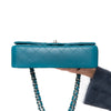 Chanel Classic Quilted Medium Double Flap Teal Lambskin Leather Bag