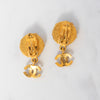 Chanel Vintage Cabochon Pearl CC  Drop Clip On Earrings