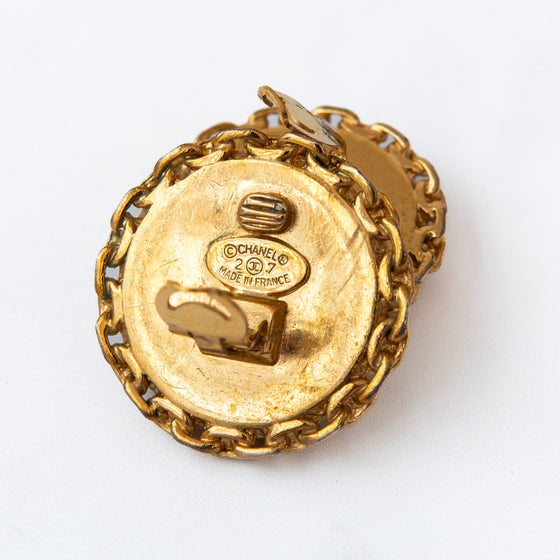 Chanel Vintage CC Logo Disc Clip On Earrings