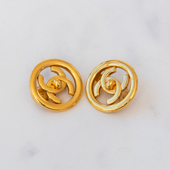 Chanel Vintage 1997 CC Turn Lock Clip On Earrings