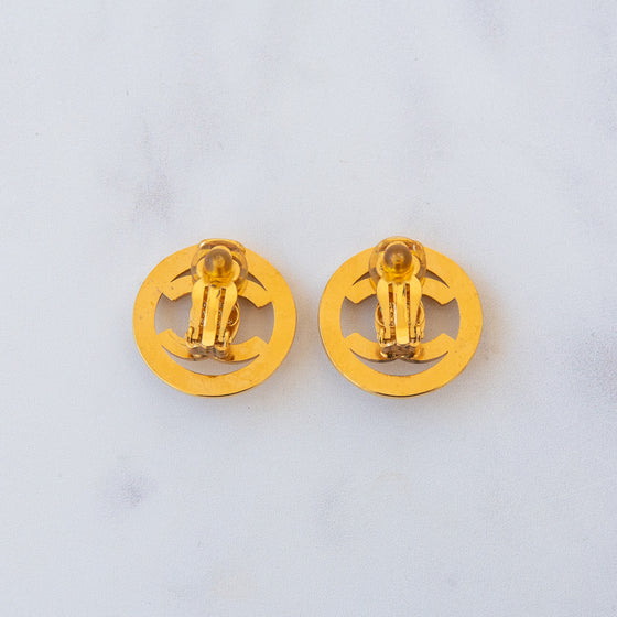 Chanel Vintage 1997 CC Turn Lock Clip On Earrings