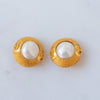 Chanel Vintage CC Cabochon Textured Frame Clip On Earrings
