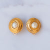 Chanel Vintage Textured Cabochon Clip On Earrings