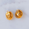 Chanel Vintage Textured Cabochon Clip On Earrings