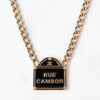 Chanel Enamel Curb Chain Rue Cambon Street Sign Short Necklace