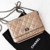 Chanel Metallic Gold Aged Quilted Reissue Wallet On Chain Bag
