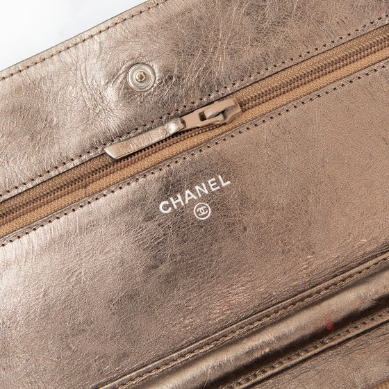 Chanel Metallic Gold Aged Quilted Reissue Wallet On Chain Bag