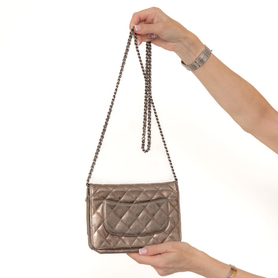 Chanel Metallic Gold Aged Quilted Reissue Wallet On Chain Bag