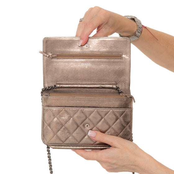 Chanel Metallic Gold Aged Quilted Reissue Wallet On Chain Bag