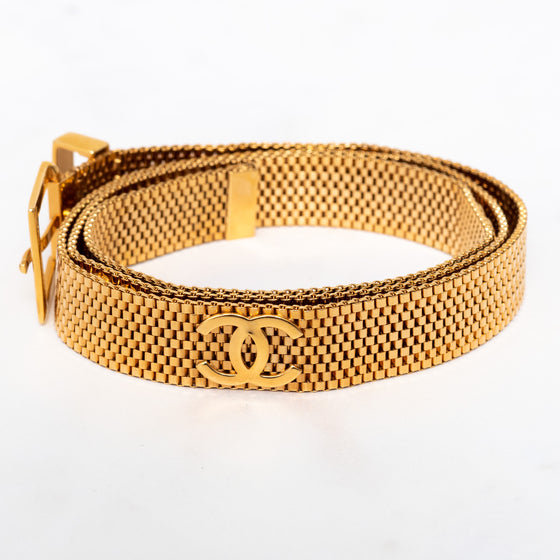 Chanel Vintage Gold Tone Mesh Buckle Belt