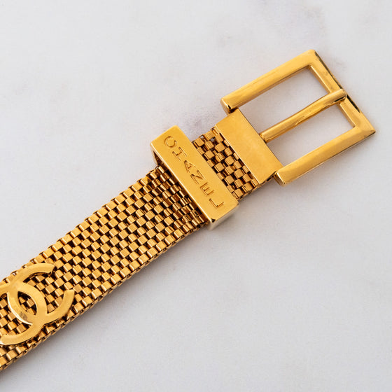 Chanel Vintage Gold Tone Mesh Buckle Belt