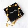 Chanel Vintage Gold Tone CC Logo Coin Medallion Charm Long Necklace