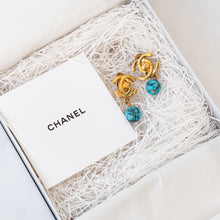  Chanel CC Turquoise Turnlock Clip On Earrings